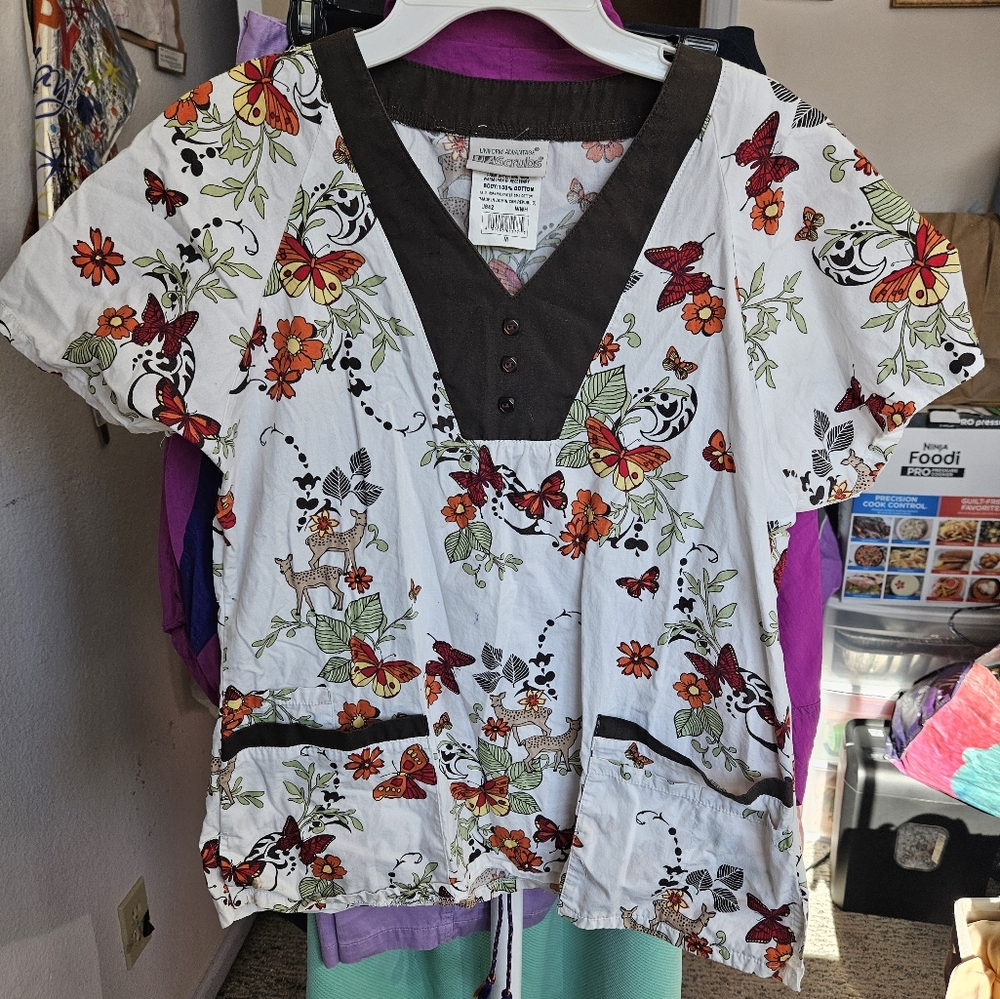 Floral and Butterfly Print Smock